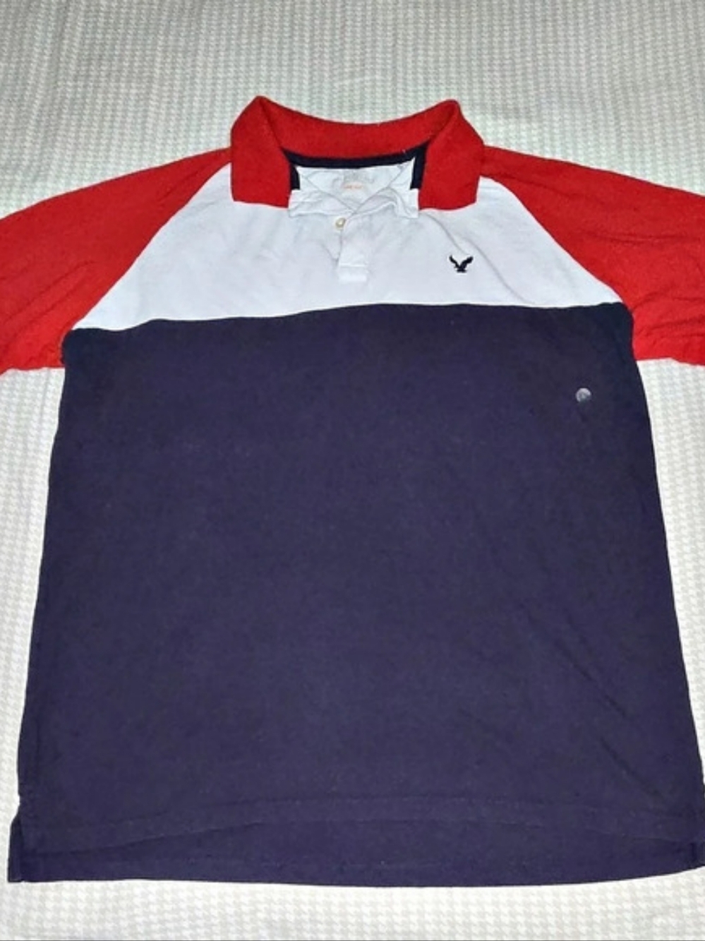 American Eagle Core Flex Polo Color Block Polo Red & Blue